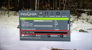 reset audio settings Insignia TV no sound