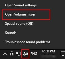volume mixer obs mic not working